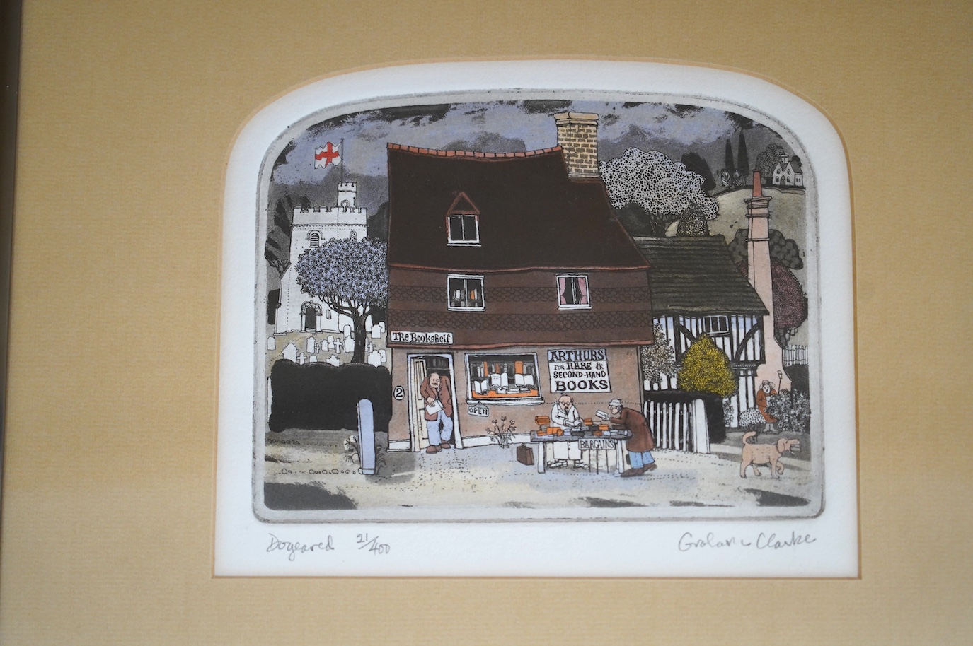 Graham Clarke (British 1941-), five limited edition hand coloured etchings, ‘Breeze’ 225/500, ‘Dogeared’ 21/400, ‘Careful Perusal’ 17/400, ‘Home Guard’ 72/400 and ‘Silent Night’ 136/400, all signed, titled and numbered i